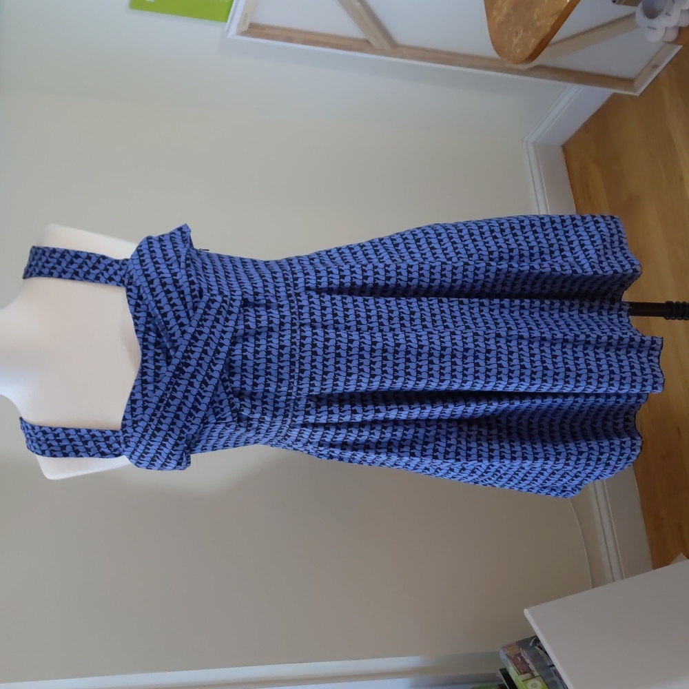 eShakti blue and black rabbit pattern cotton dress